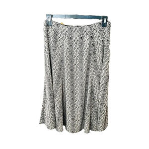 Christopher & Banks women’s lightweight a-line ikat midi skirt SZ 14 beige black
